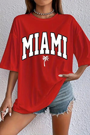 Uyguntarz Unisex Miami Baskılı Tasarım Tshirt