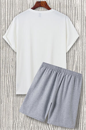 Uyguntarz Unisex Over Baskılı Şort Takım