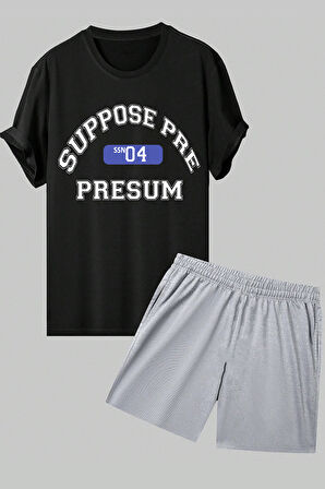 Uyguntarz Unisex Suppose Baskılı Şort Takım
