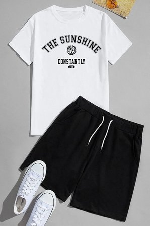 Unisex Sunshine Baskılı Şort Takım