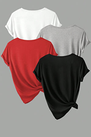 Unisex Basic Model 4'lu Tshirt