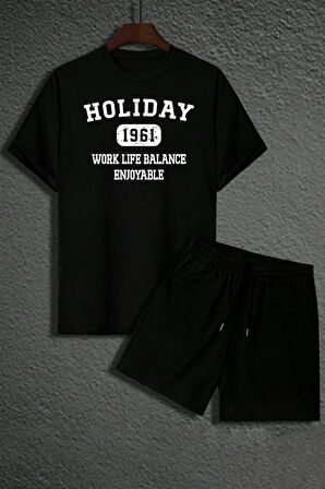 Uyguntarz Unisex Holiday Baskılı Şort Takım