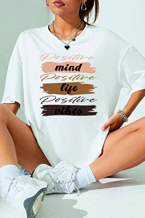 Uyguntarz Unisex Mind Life Vibes Baskılı Oversize Tshirt