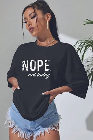 Unisex Not Today Baskılı T-shirt