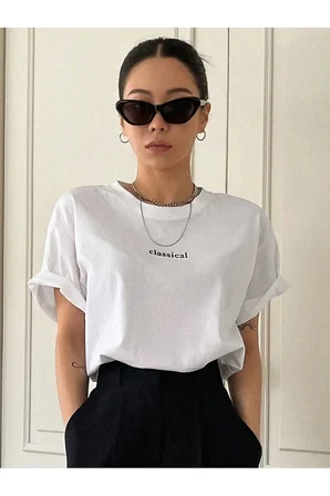 Unisex Classical Baskılı Oversize Tshirt
