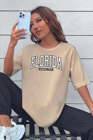 Unisex Florida Baskılı Tasarım Tshirt