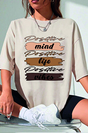 Uyguntarz Unisex Mind Life Vibes Baskılı Oversize Tshirt