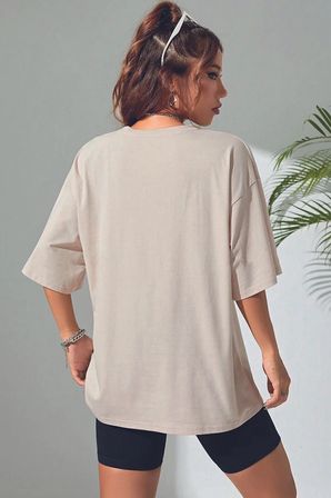 Unisex Mind Life Vibes Baskılı Oversize Tshirt