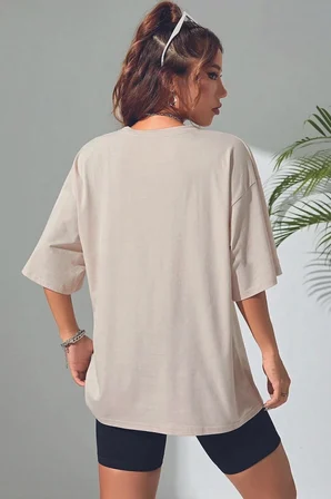 Unisex Mind Life Vibes Baskılı Oversize Tshirt