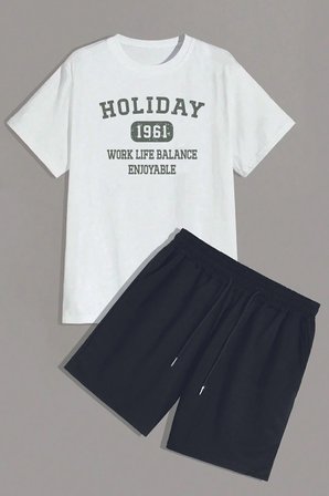 Unisex Holiday Baskılı Şort Takım