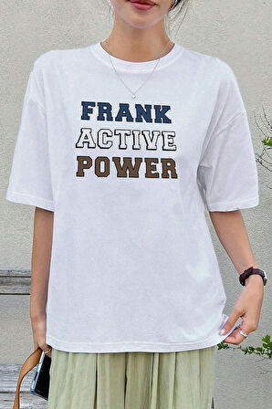 Unisex Frank Active Power Baskılı Oversize Tshirt