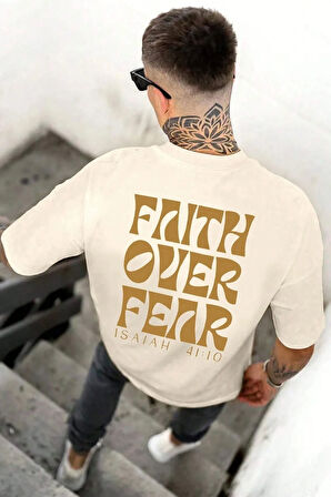 Uyguntarz Erkek Fear Baskılı Oversize Tshirt