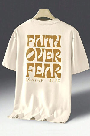 Erkek Fear Baskılı Oversize Tshirt