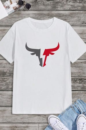 Erkek Boğa Silüet Baskılı Oversize Tshirt