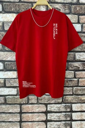 Erkek Belive in Yourself Baskılı Oversize Tshirt