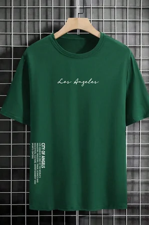 Erkek Los Angles Baskılı Oversize Tshirt