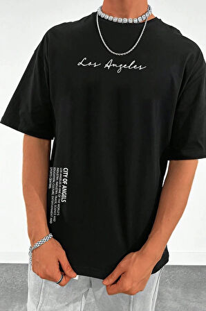 Erkek Los Angles Baskılı Oversize Tshirt