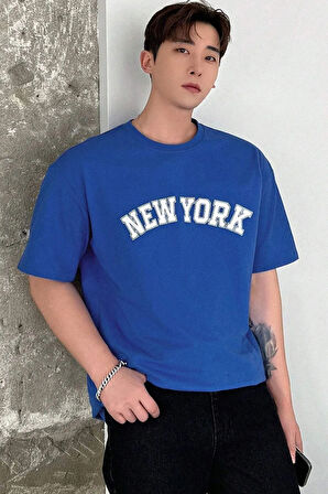 Erkek New York Baskılı Oversize Tshirt