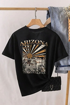 Unisex Sırt Baskılı Arizona Oversize Tshirt