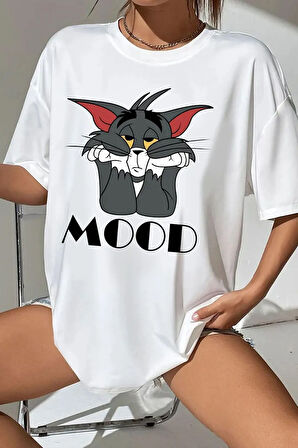 Unisex Mood Baskılı Oversize Tshirt