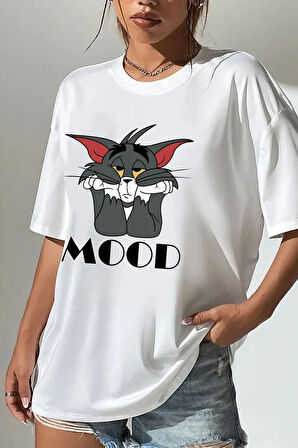 Unisex Mood Baskılı Oversize Tshirt