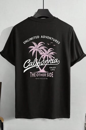 Erkek California Baskılı Oversize Tshirt