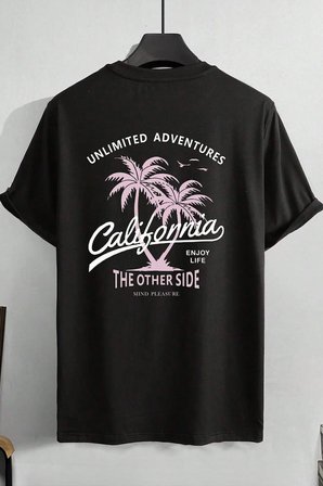 Erkek California Baskılı Oversize Tshirt