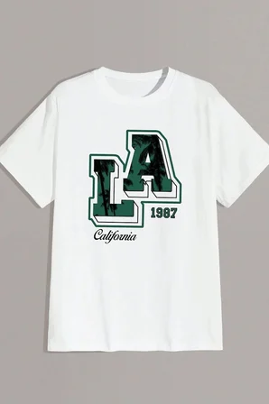 Erkek La California 1987 Baskılı Oversize Tshirt