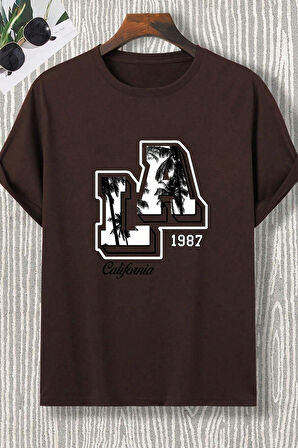 Erkek La California 1987 Baskılı Oversize Tshirt
