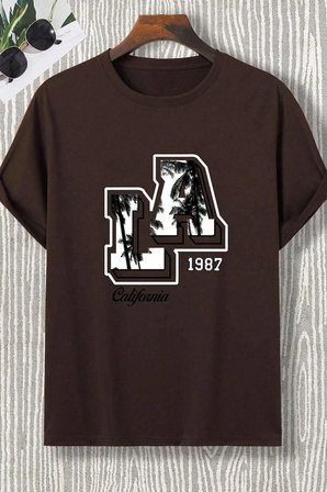 Erkek La California 1987 Baskılı Oversize Tshirt