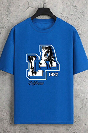 Erkek La California 1987 Baskılı Oversize Tshirt