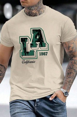 Erkek La California 1987 Baskılı Oversize Tshirt