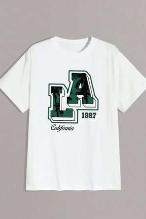 Erkek La California 1987 Baskılı Oversize Tshirt