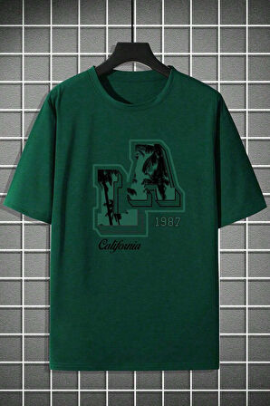 Erkek La California 1987 Baskılı Oversize Tshirt