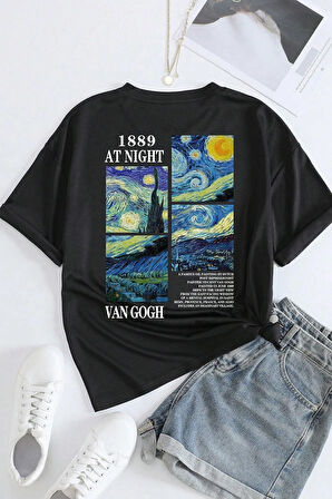 Unisex Van Gogh Baskılı Oversize Tshirt