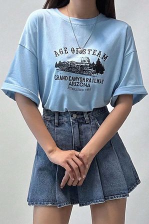Unisex Age Of Steam Baskılı Tasarım Tshirt