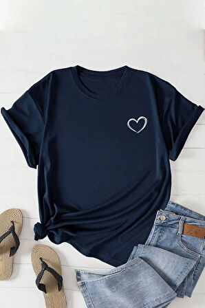 Unisex Hearts Baskılı Tasarım Tshirt