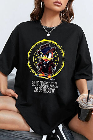 Uyguntarz Unisex Special Agent Baskılı Oversize Tshirt