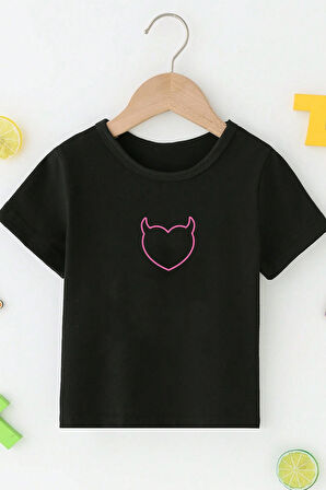 Uyguntarz Çocuk Kalp Baskılı Pamuklu Tshirt