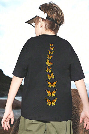 Uyguntarz Çocuk Kral Kelebek Baskılı Pamuklu Tshirt