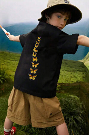 Uyguntarz Çocuk Kral Kelebek Baskılı Pamuklu Tshirt