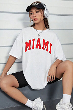 Unisex Miami Baskılı Tasarım Tshirt