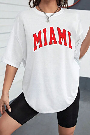 Unisex Miami Baskılı Tasarım Tshirt