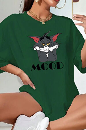 Unisex Mood Baskılı Oversize Tshirt