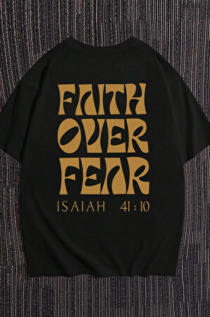 Erkek Fear Baskılı Oversize Tshirt