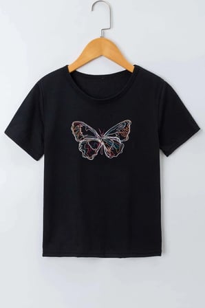 Çocuk Cartoon Face Pamuklu Tshirt