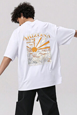 Unisex Sırt Baskılı Arizona Oversize Tshirt