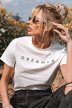 Unisex Dreamer Baskılı Oversize Tshirt