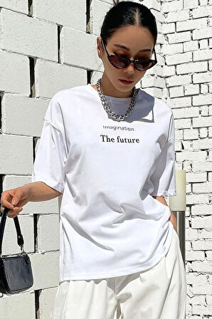 Uyguntarz Unisex The Future Baskılı Oversize T-shirt