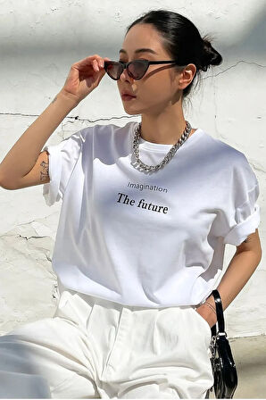 Unisex The Future Baskılı Oversize T-shirt